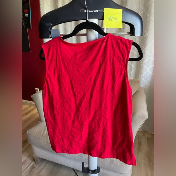 Tommy Hilfiger Women's Sleeveless Embroidered red Top Tank - Picture 3 of 4